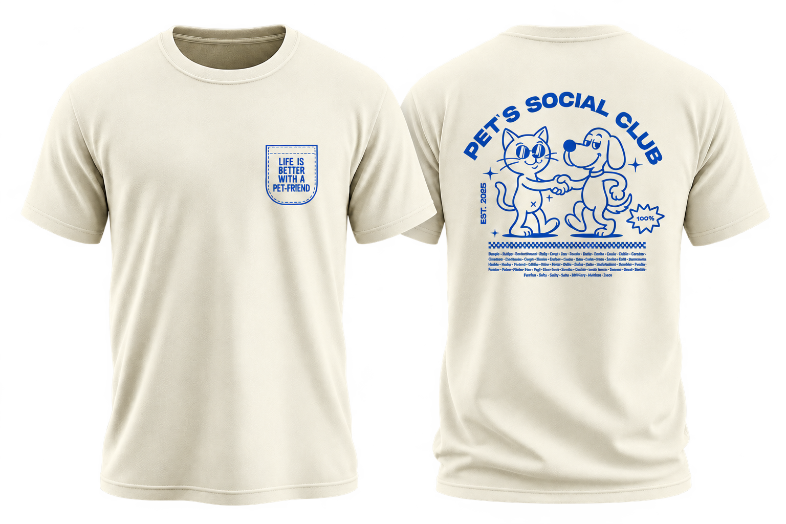 Camisetas color crema personalizadas Pet’s Social Club