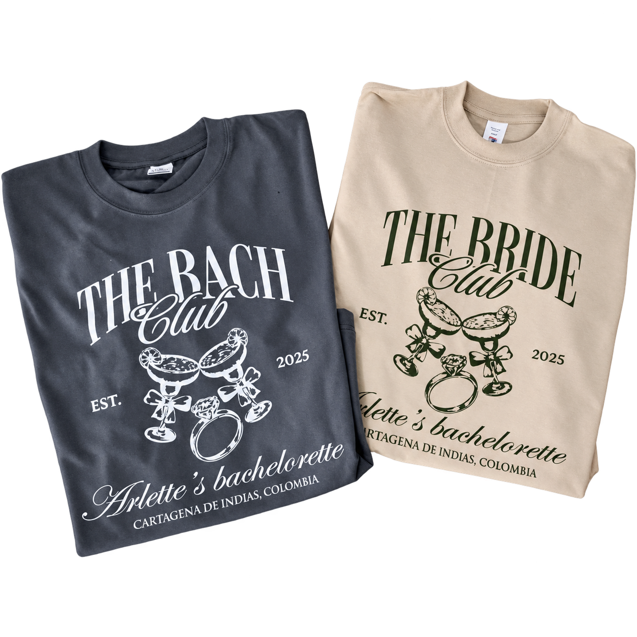 Camisetas personalizadas para un evento, en gris y beige