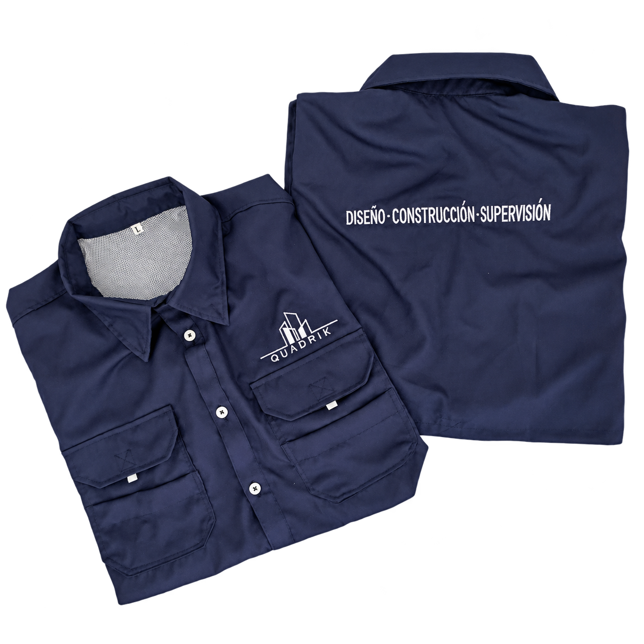 Camisas empresariales azul marino con personalización QUADRIK